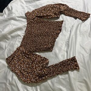 Floral Brown vintage style shirt, very cute and sassy!